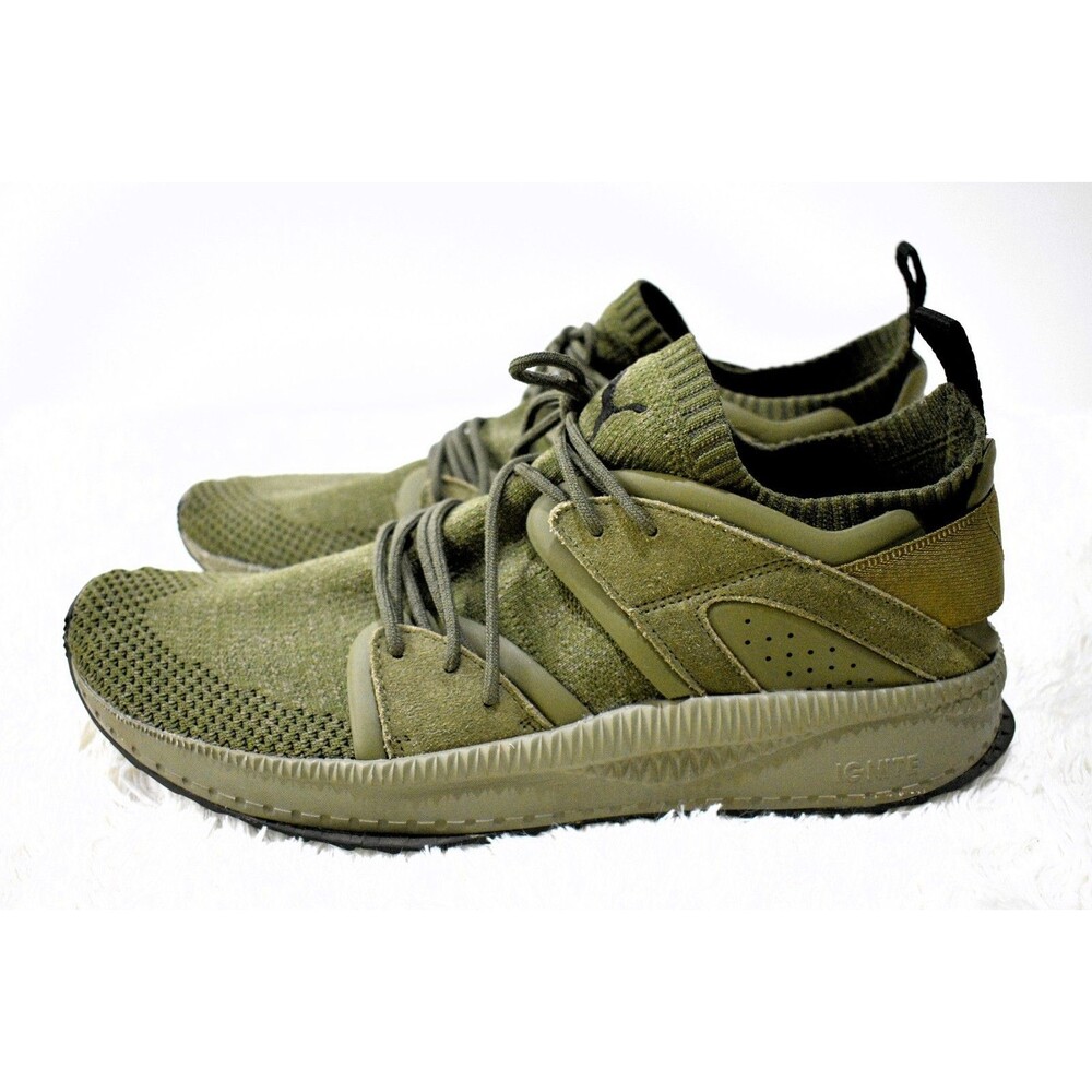 Puma Comfort Running Sneakers Olive Green Suede & Knit IGNITE - Men's Size 14
